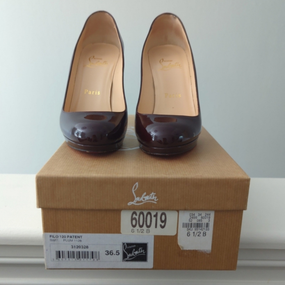Christian Louboutin Filo 120 high heel red bottom purple plum - Picture 2 of 8